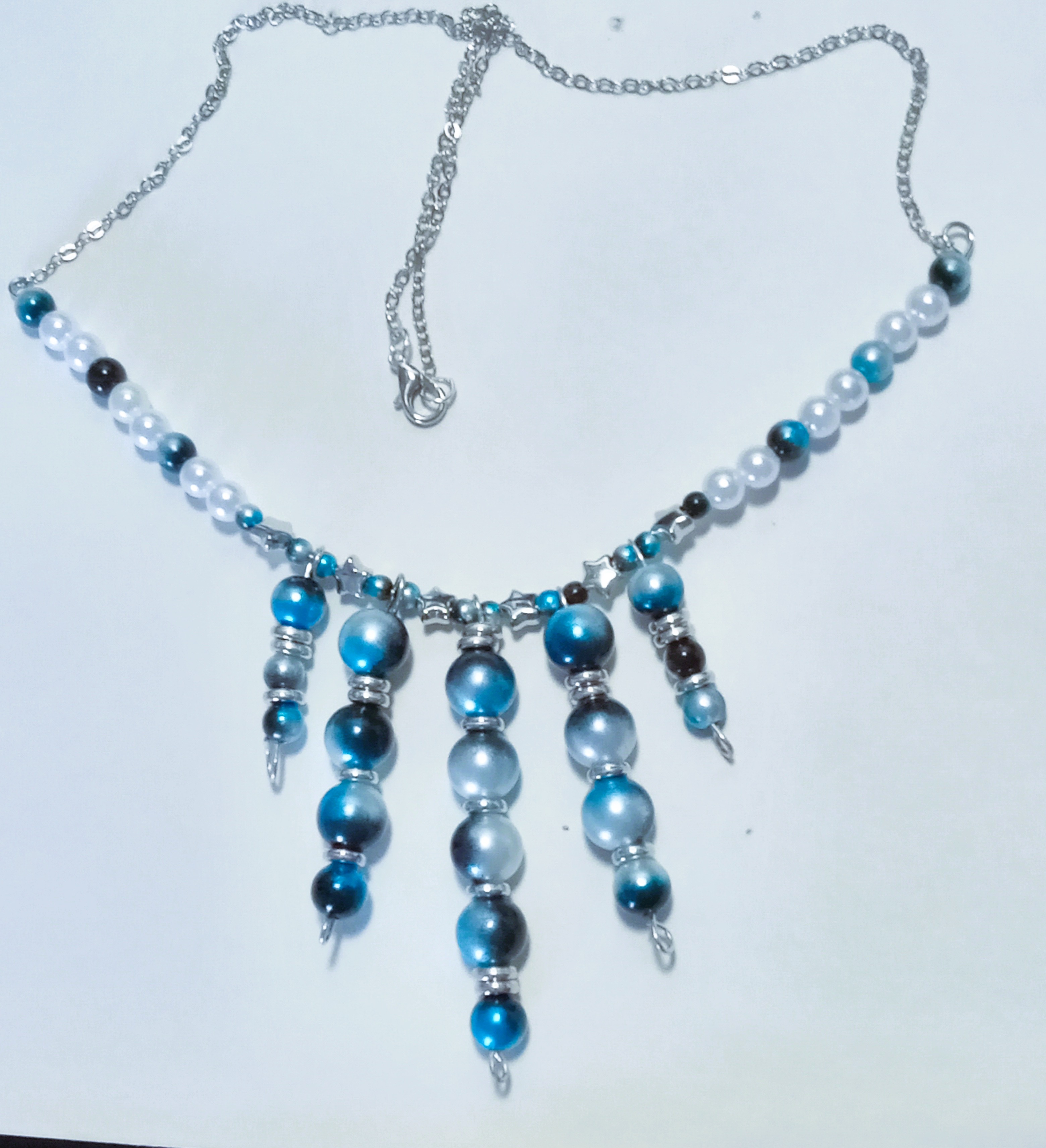 Blue Pearl Bead Necklace