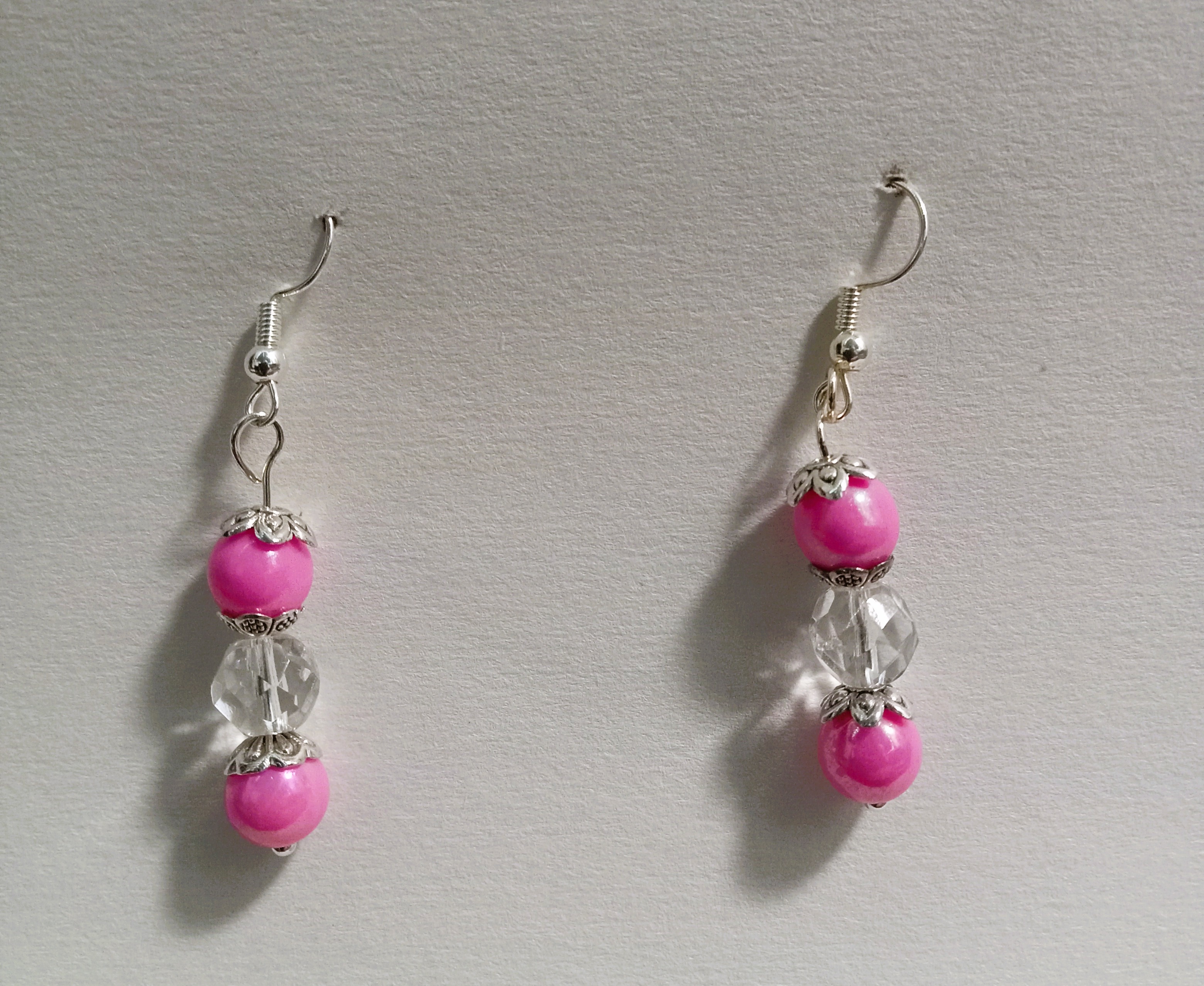 Pink Beaded Drop Earrings