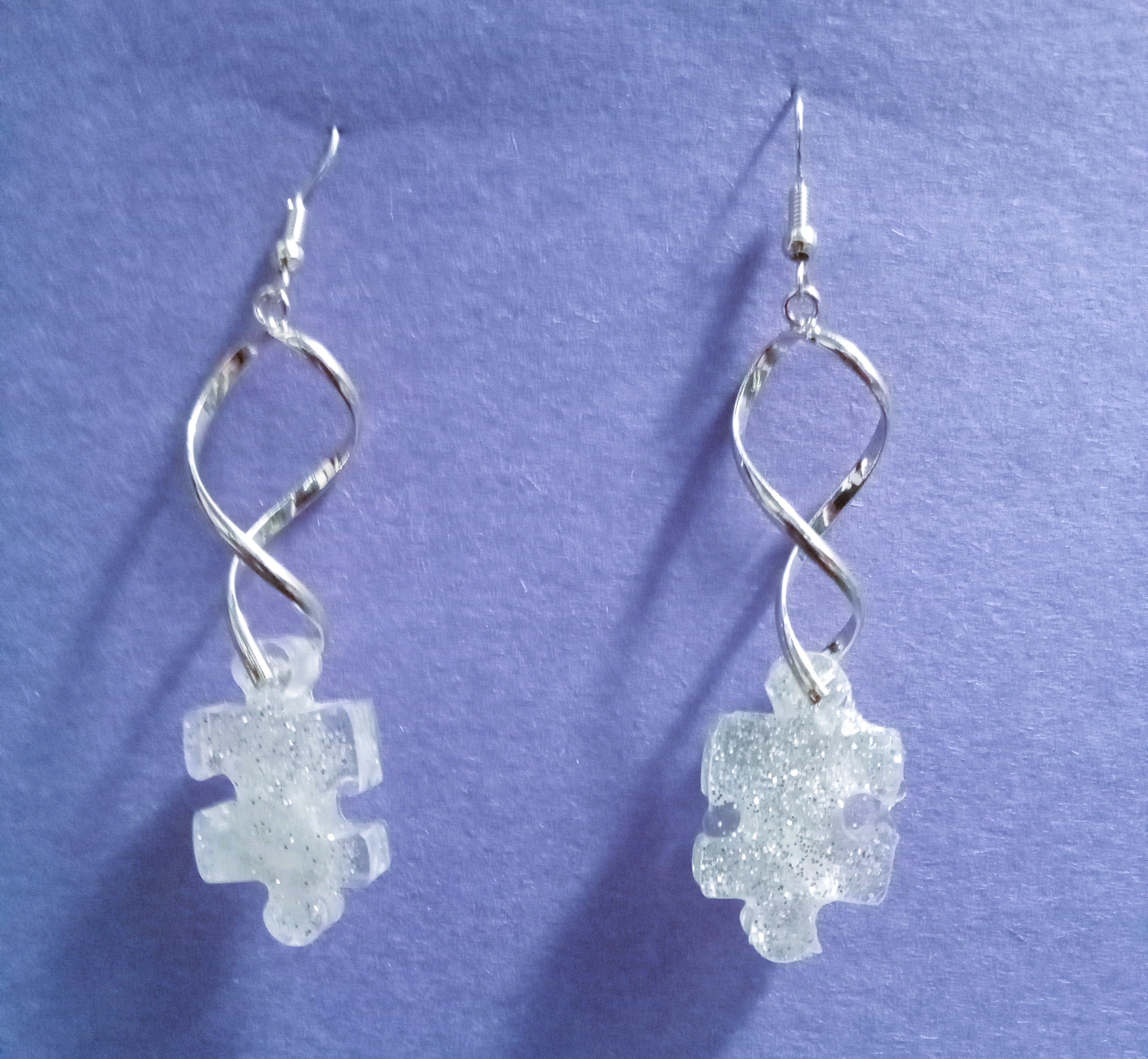 Puzzle Piece Glitter Earrings