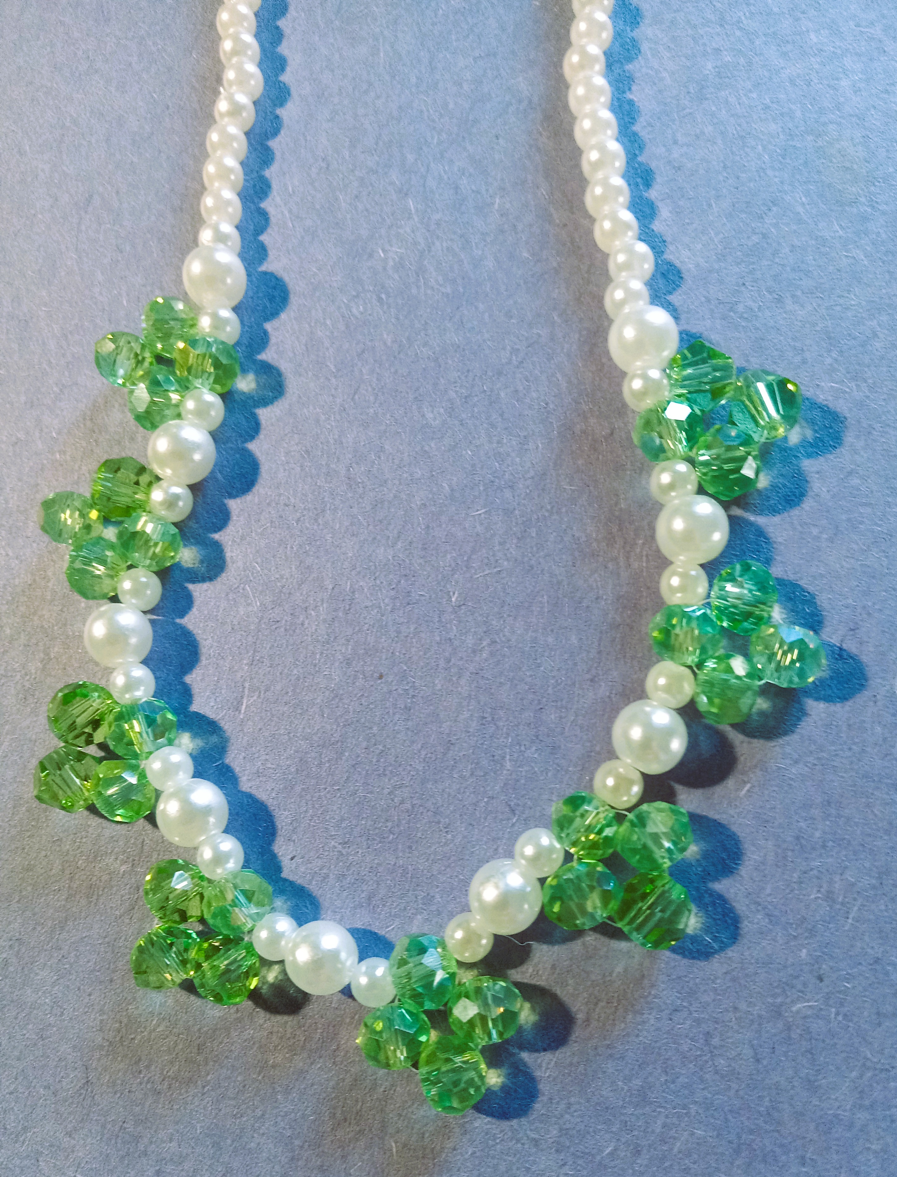 Green Crystal and Pearl Necklace