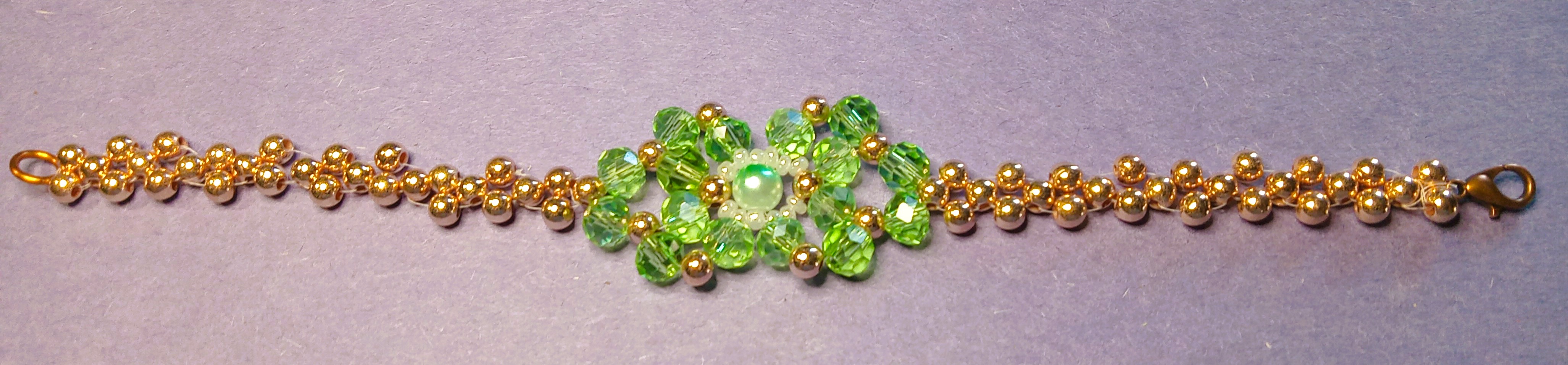 Green Crystal Floral Bracelet
