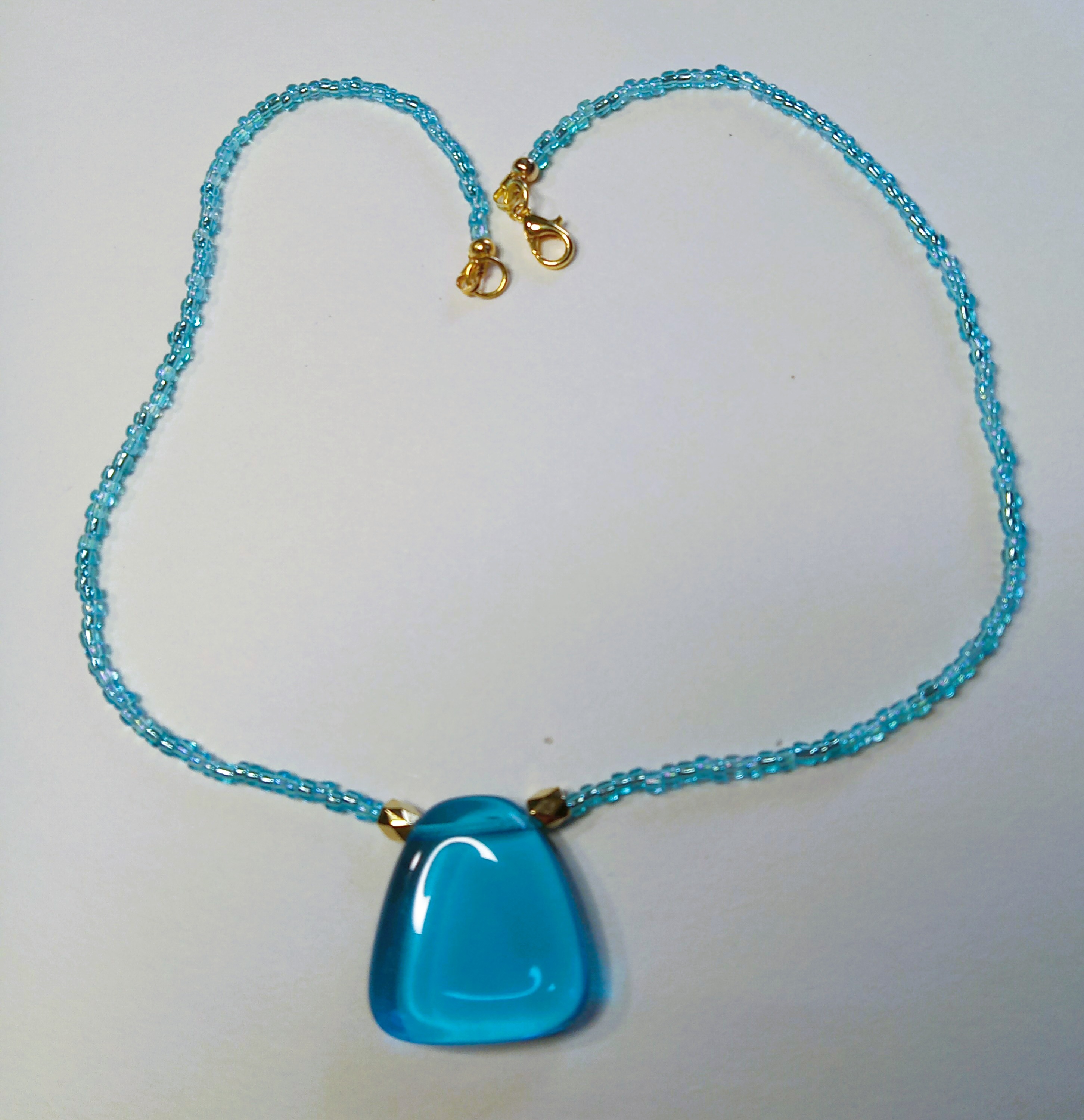 Blue Glass Pendant Necklace