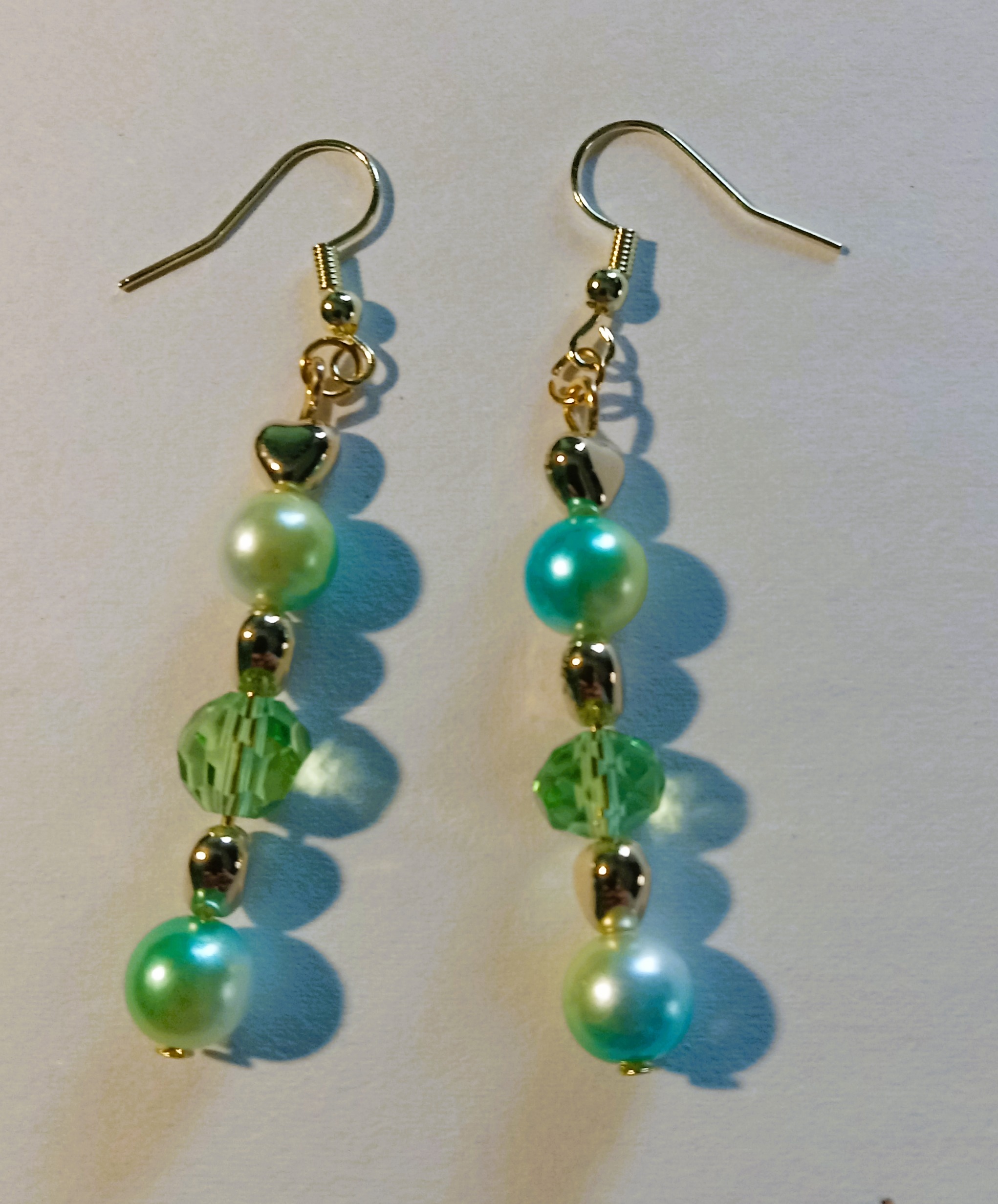 Green Beaded Dangle Earrings