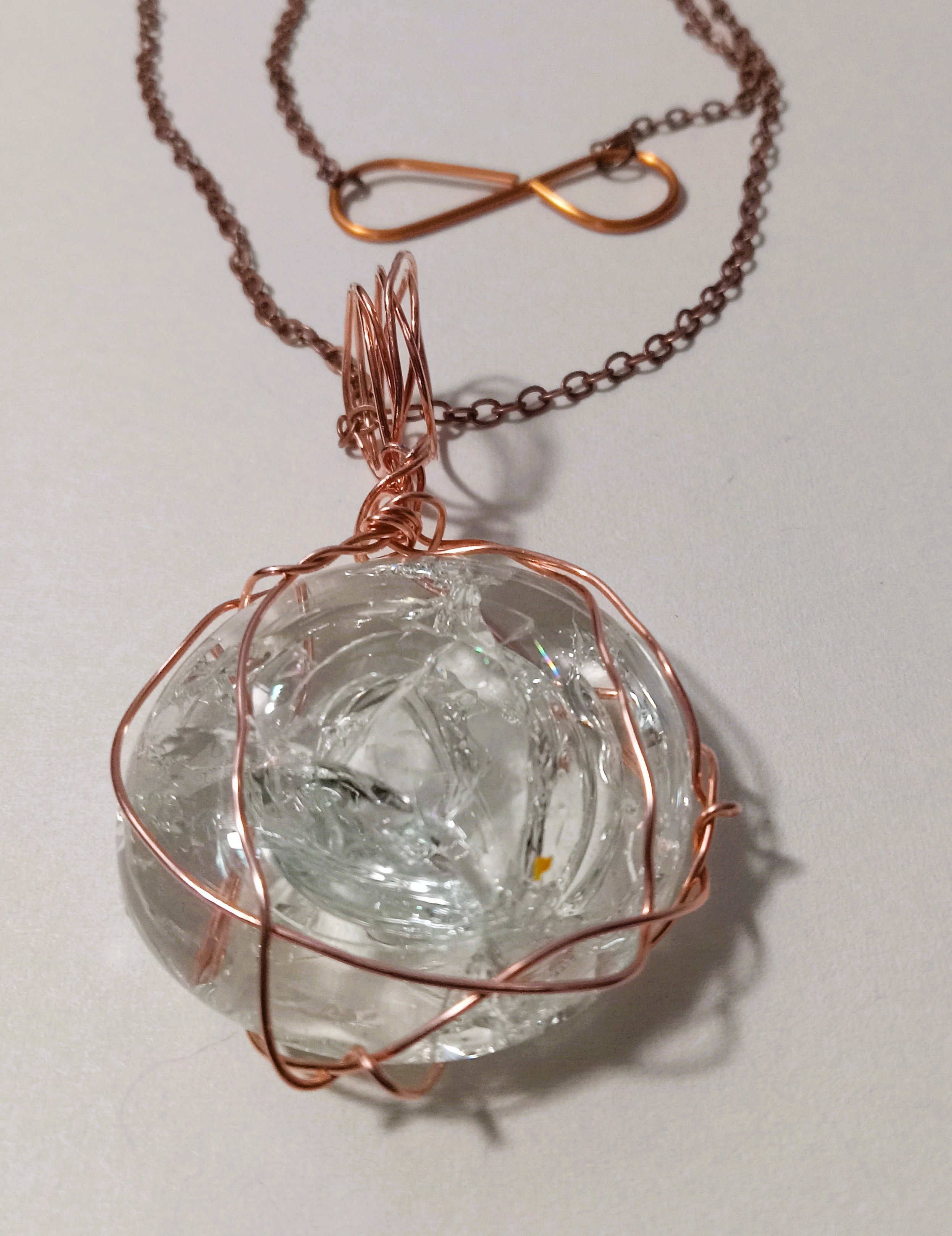 Handcrafted Wire-Wrapped Glass Pendant Necklace