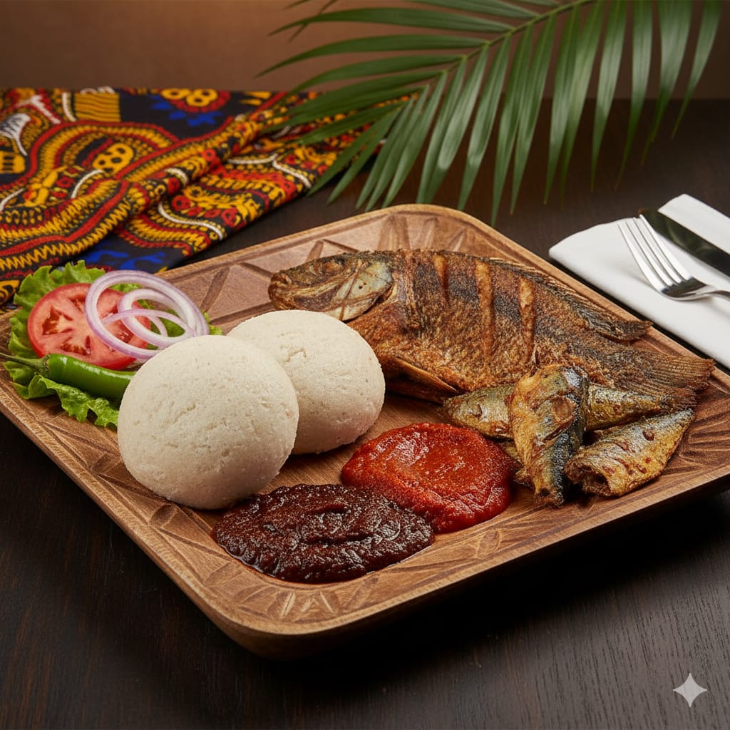Banku with pepper
