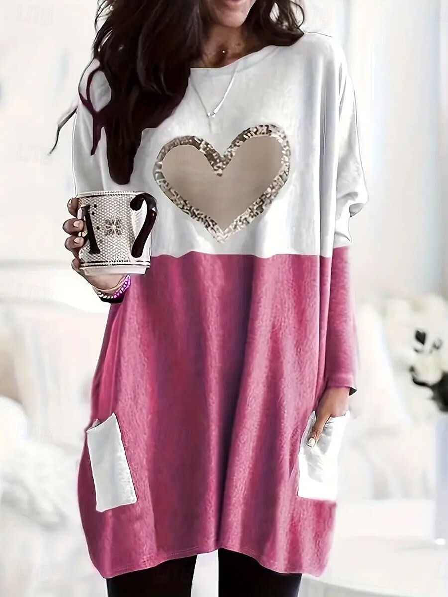 Plus Size Love Print Long Sleeve T-Shirt