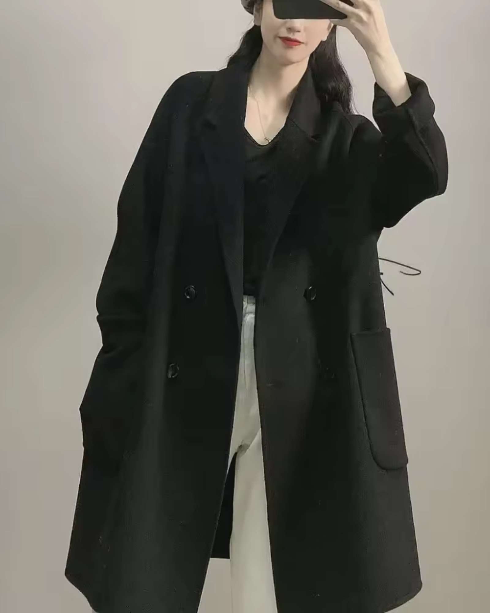 Korean Style Mid-Length Woolen Coat