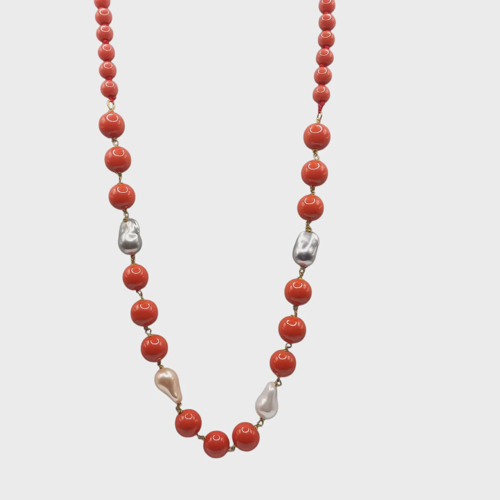 Collana con Corallo e Perle Barocche