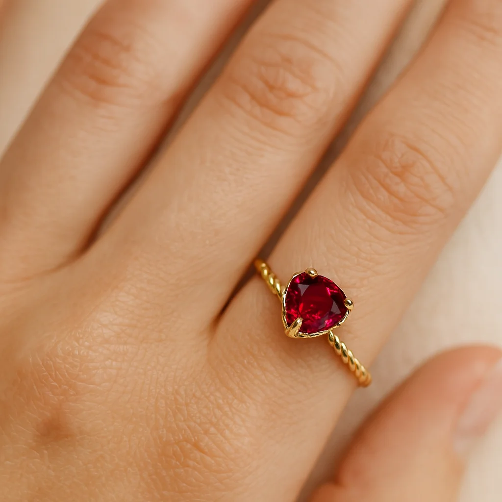 Anello cuore rubino