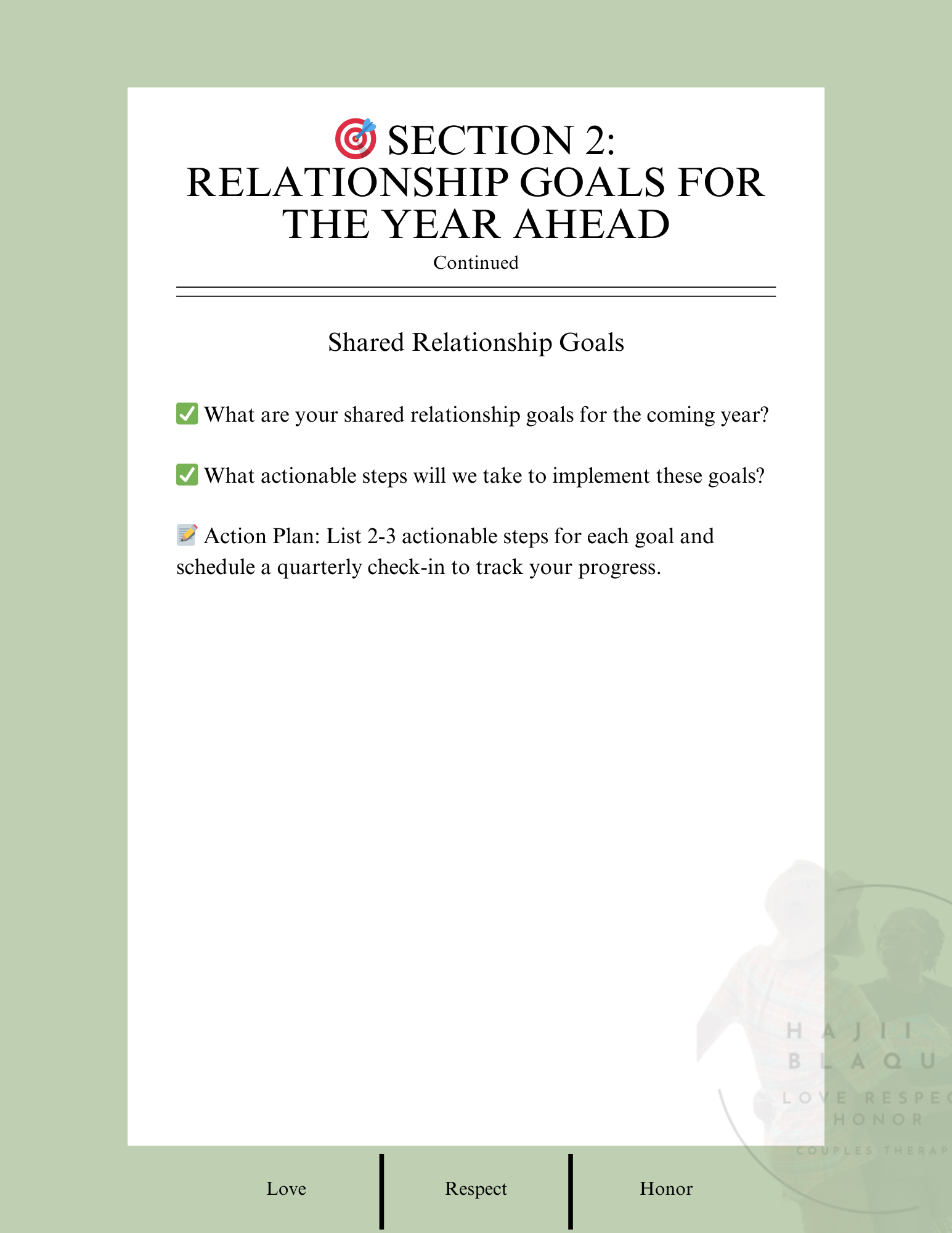 Couples Yearly Review & Goal Planning
