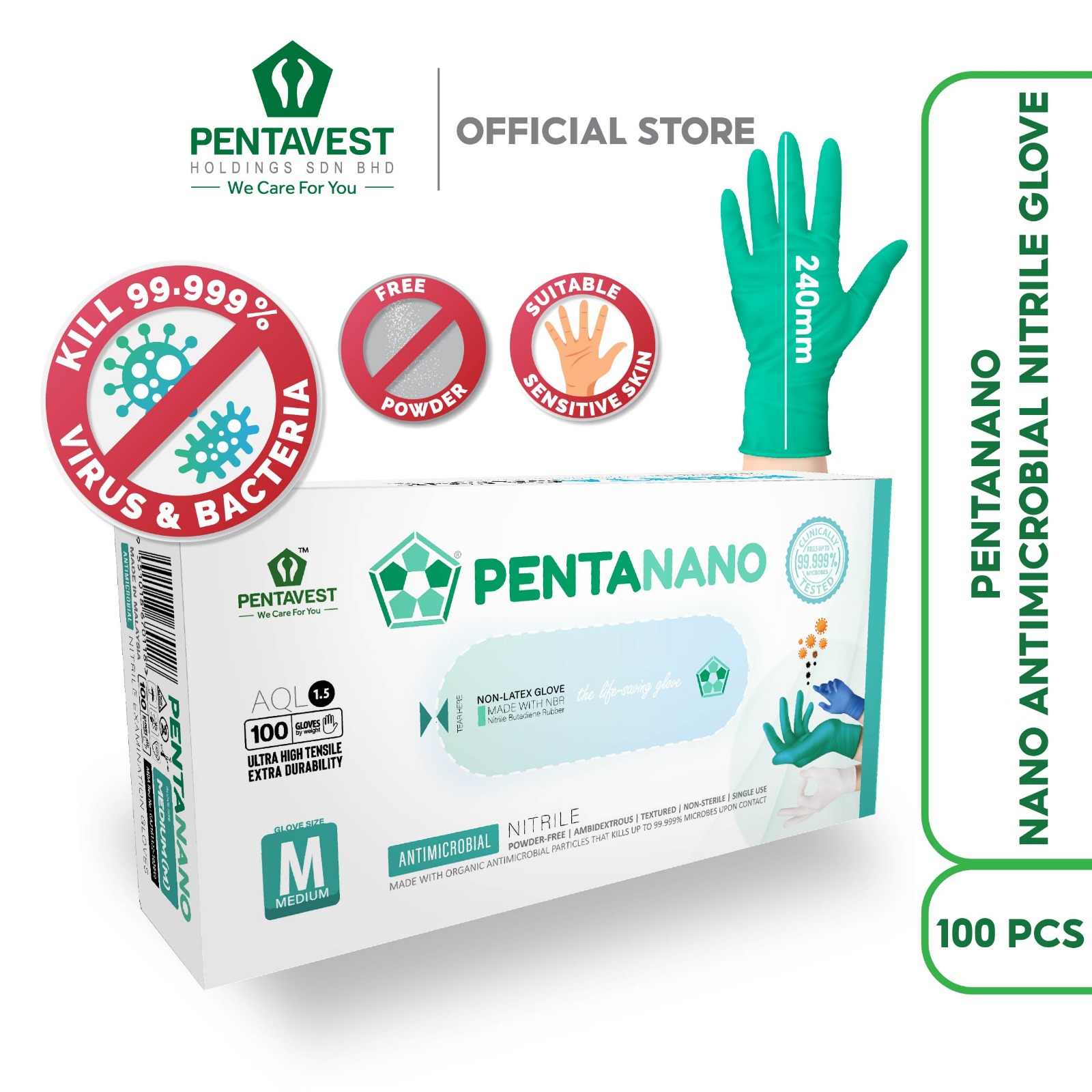 PENTANANO NANO ANTIMICROBIAL NITRILE GLOVE