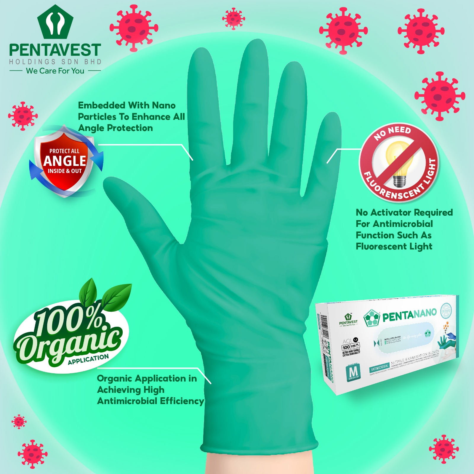 PENTANANO NANO ANTIMICROBIAL NITRILE GLOVE