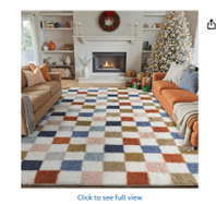 8 x 10' Non-slip Multicolor Checkered Shag Area Rug
