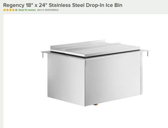 Regency 18" x 24" Stainless Steel Drop-In Ice Bin