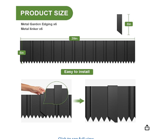 8 Inch Steel Landscape Edging- 6 pcs Non-Glat 39" border, easy to DIY 