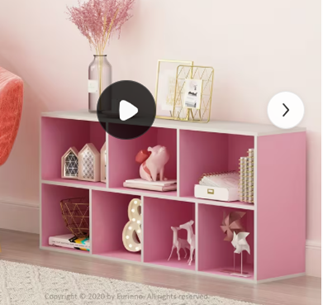 Pink Cubby Storage Shelf 7 CUBES Bookshelf