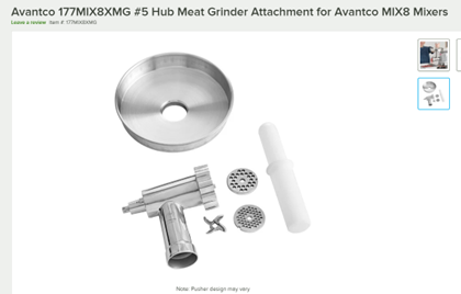 Avantco 177MIX8XMG #5 Hub Meat Grinder Attachment for Avantco MIX8 Mixers