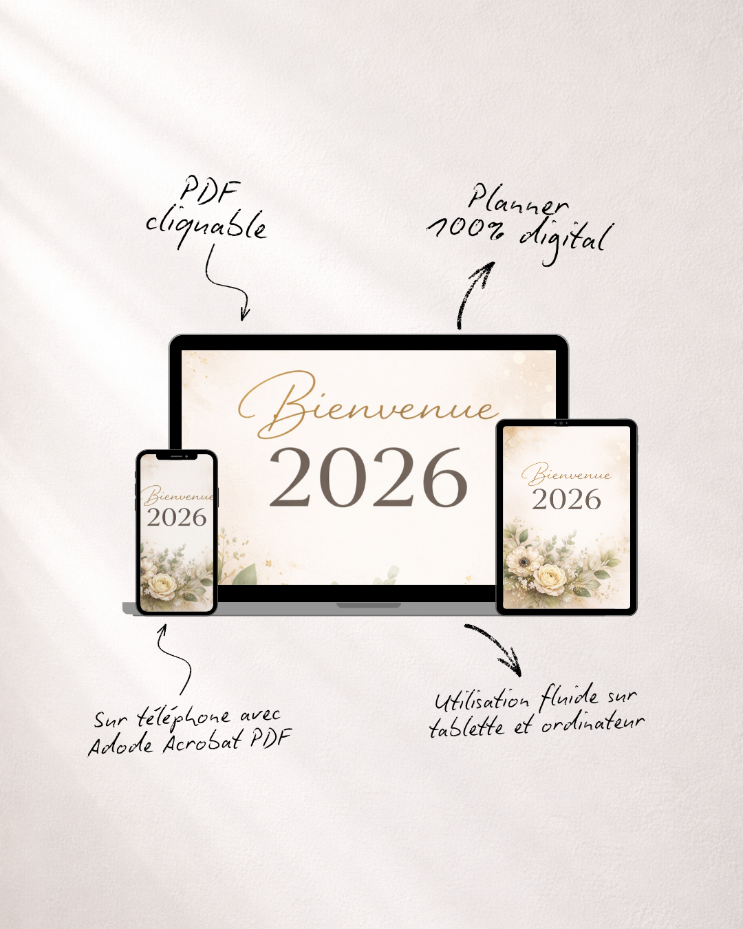 Planner Digital 2026 - Organisation consciente, vision claire et résolutions par jardins de vie