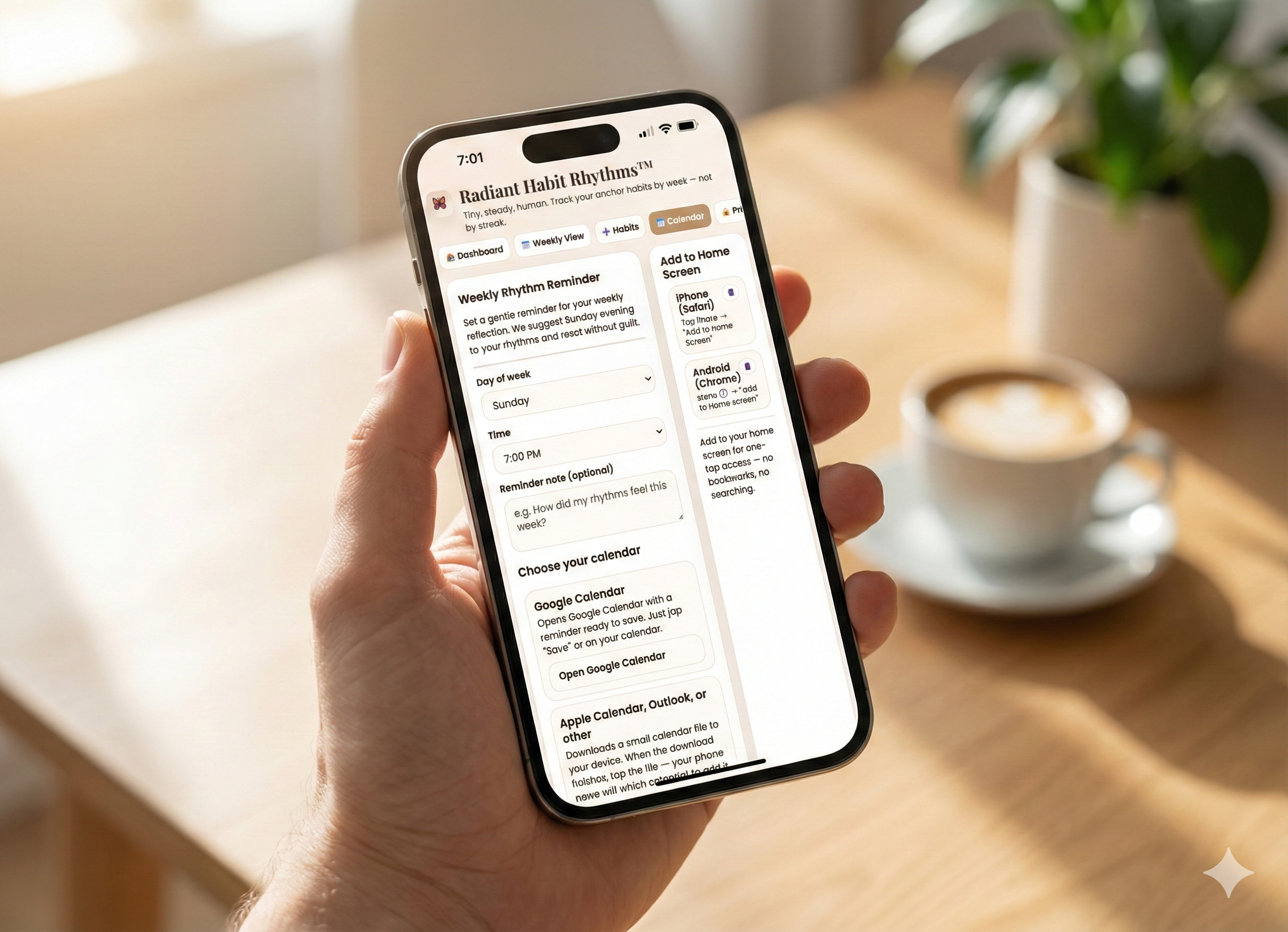 Radiant Habit Rhythms Digital Habit Tracker | Weekly Habit Tracker App | Gentle Habit Tracker No Streaks | Self Care Planner Instant Download