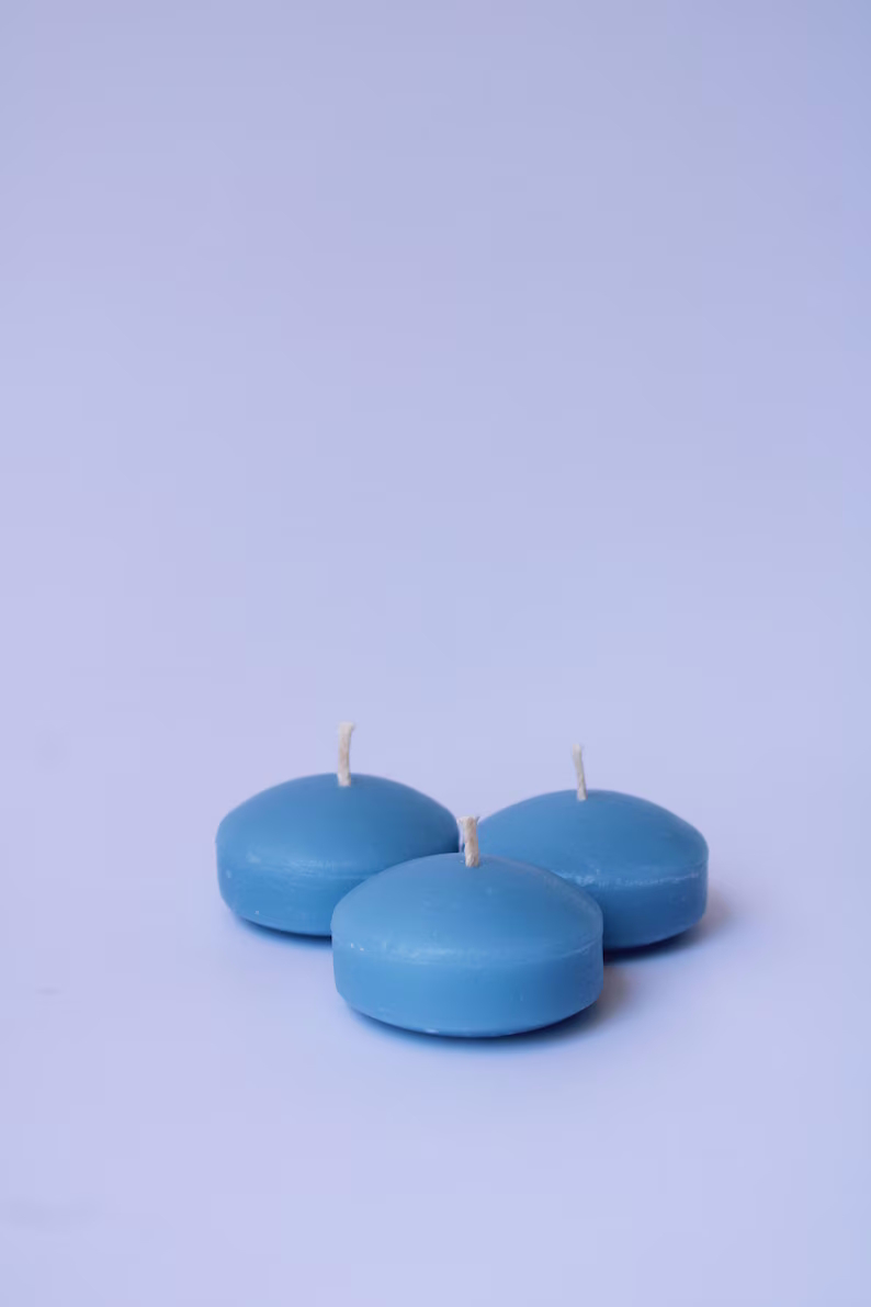 Blue Floating Candles - 2 Inch, 6 Hour Burn Time, Unscented