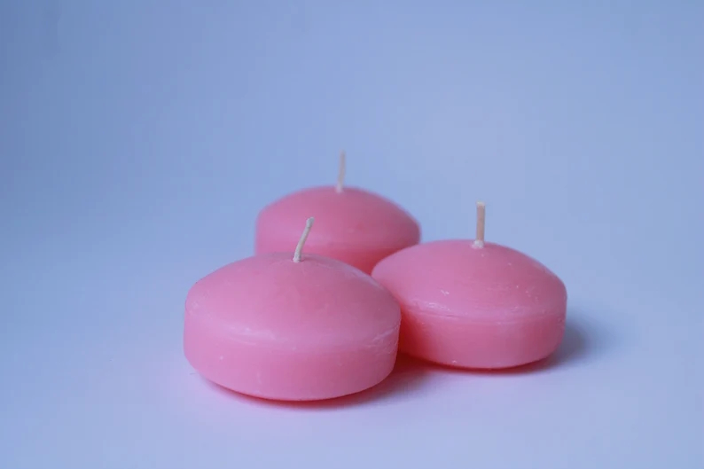 Pink Floating Candles - 2 Inch Unscented Wax, Party Decor