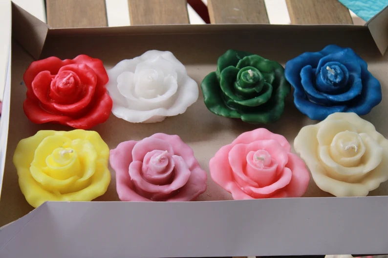 Floral Floating Candles | Unscented Rose Decor, Pack of 8