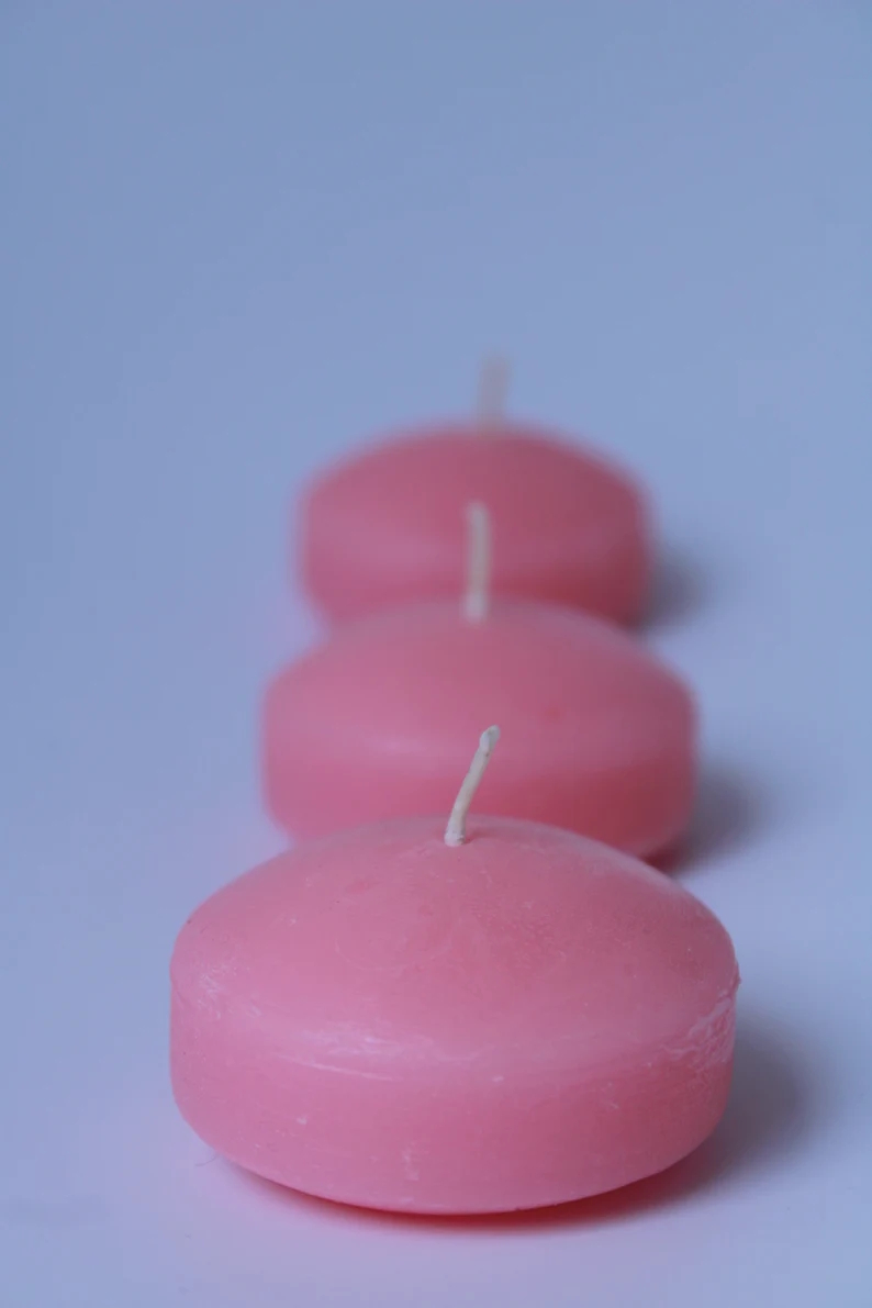 Pink Floating Candles - 2 Inch Unscented Wax, Party Decor