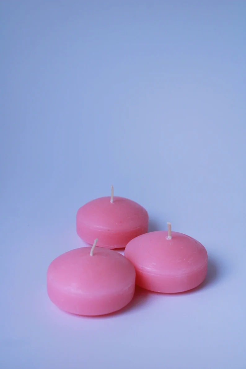 Pink Floating Candles - 2 Inch Unscented Wax, Party Decor
