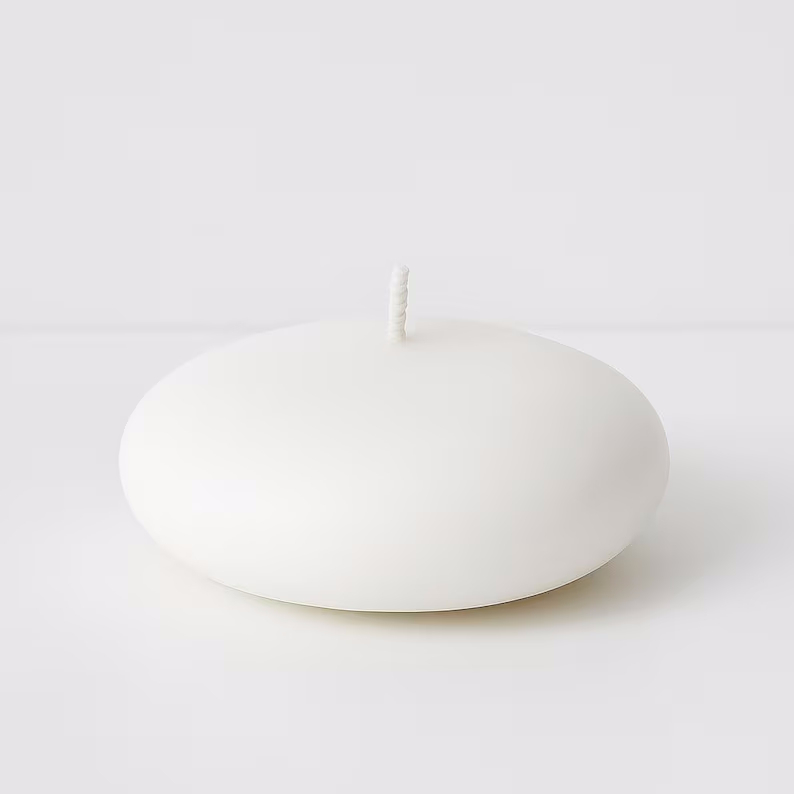 Handmade White Floating Disc Candles | Wedding Centerpieces