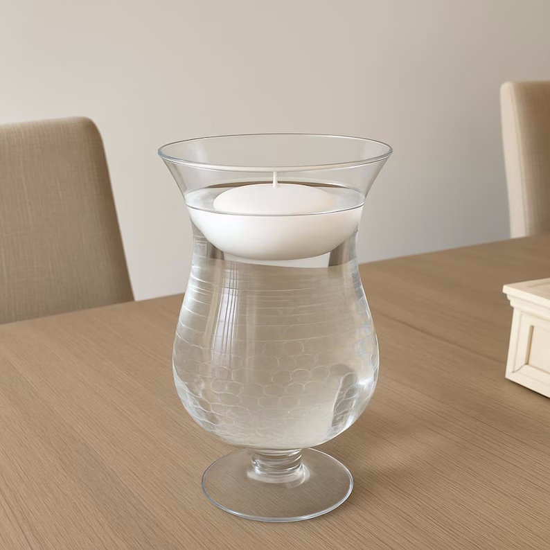 Handmade White Floating Disc Candles | Wedding Centerpieces