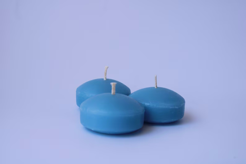 Blue Floating Candles - 2 Inch, 6 Hour Burn Time, Unscented