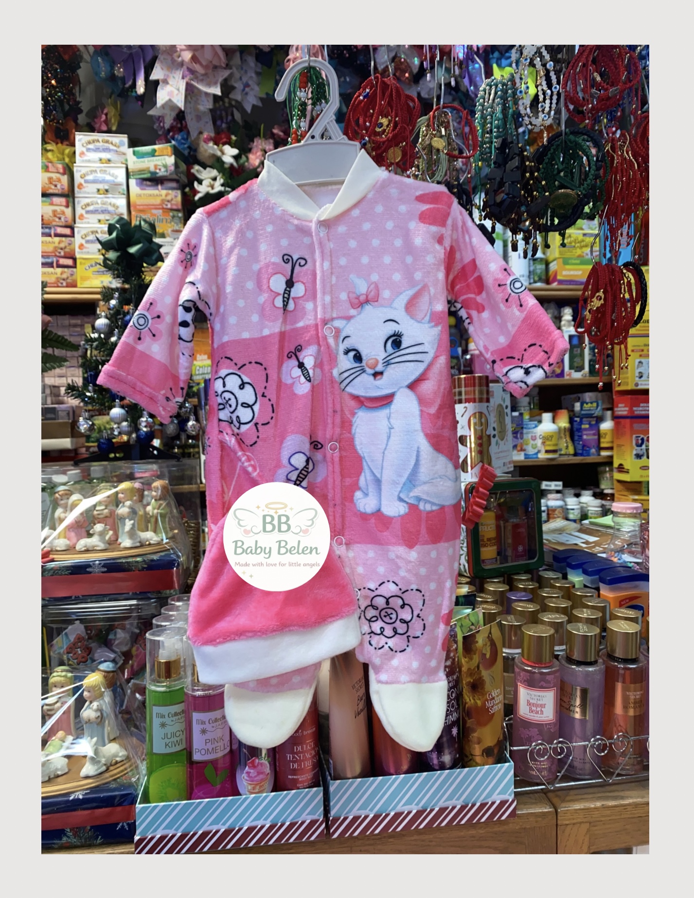 Baby Cat Printed Onesie and matching hat 