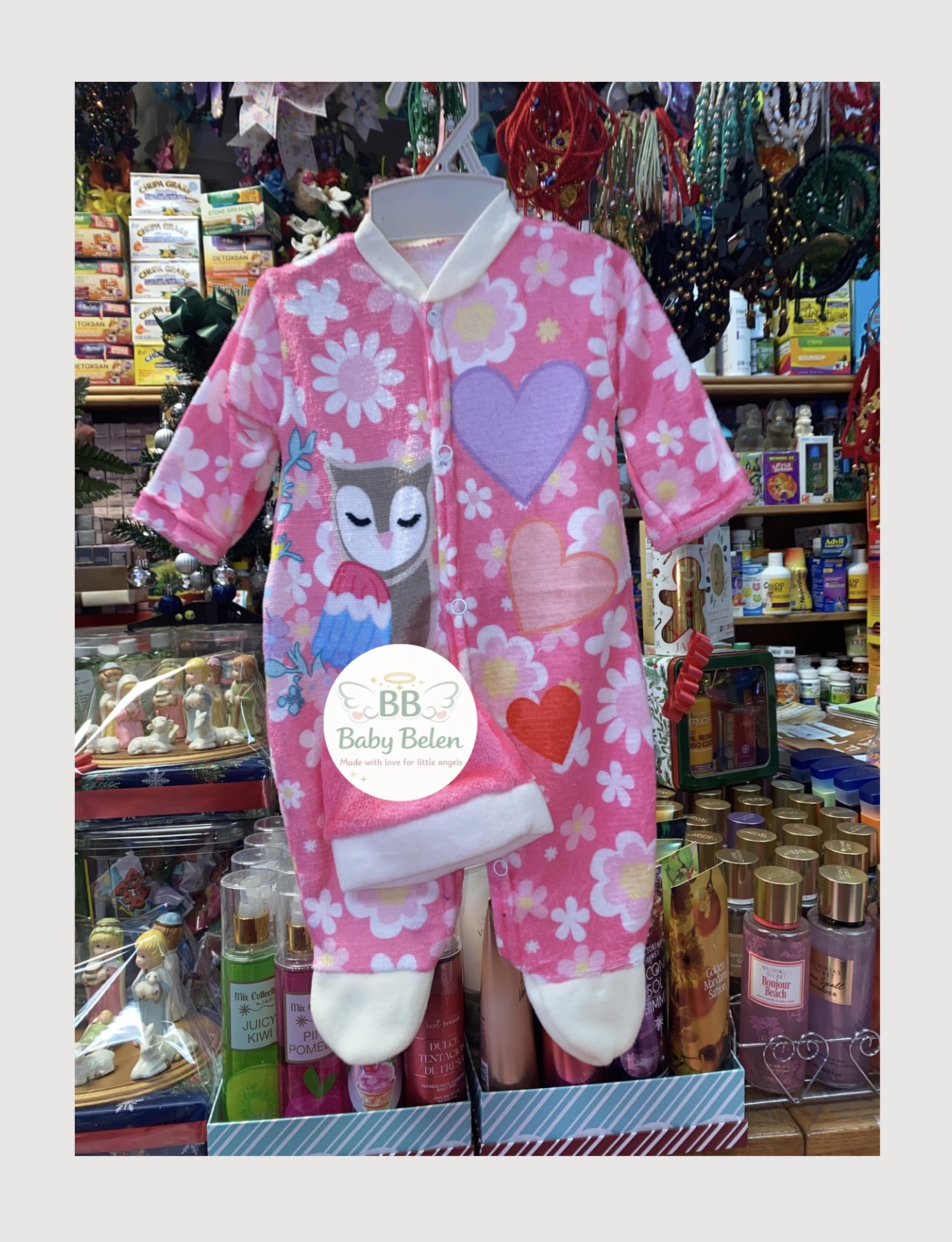 Baby Winter Pajama Set (onesie & matching hat) 