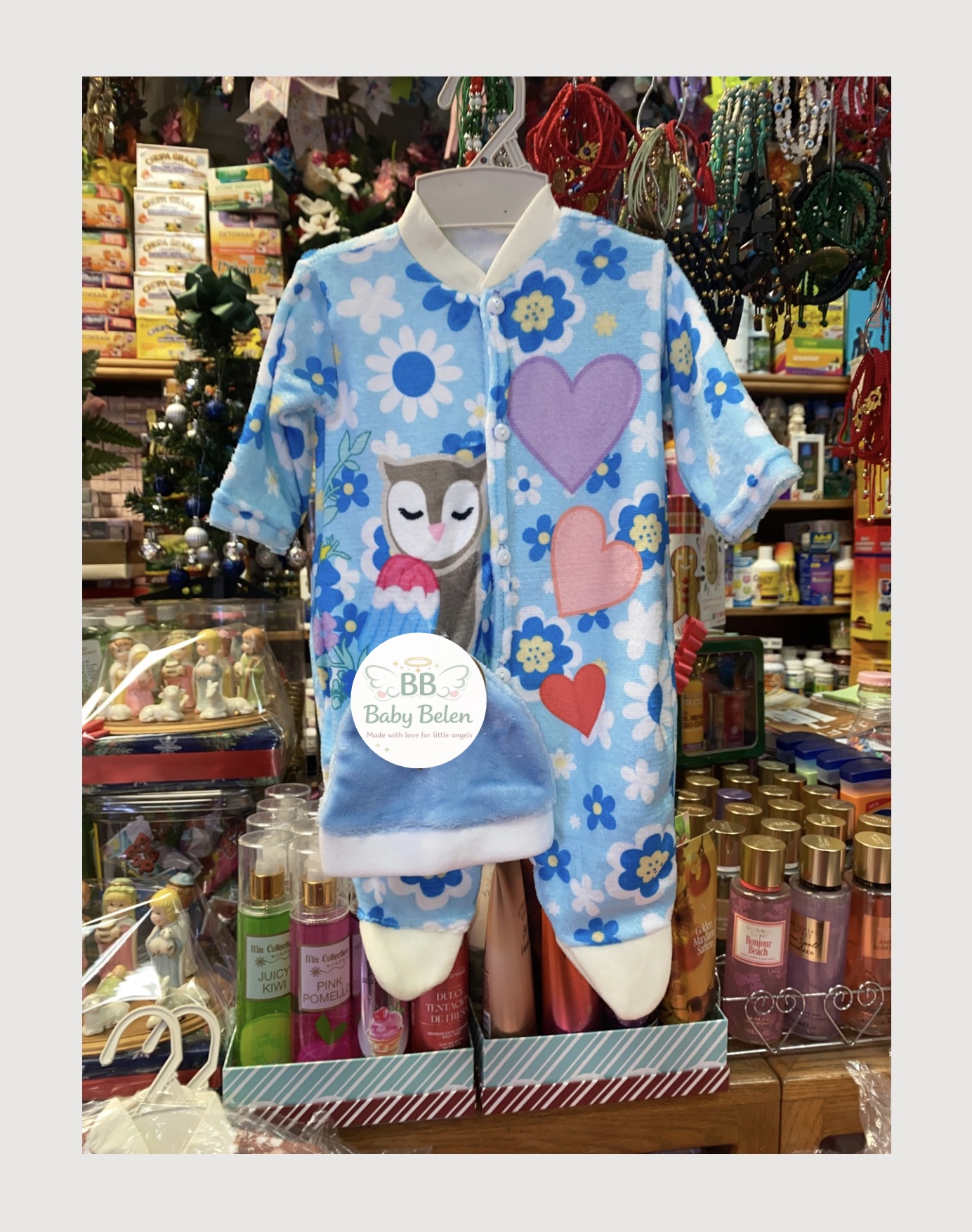 Baby Winter Pajama Set (onesie & matching hat) 