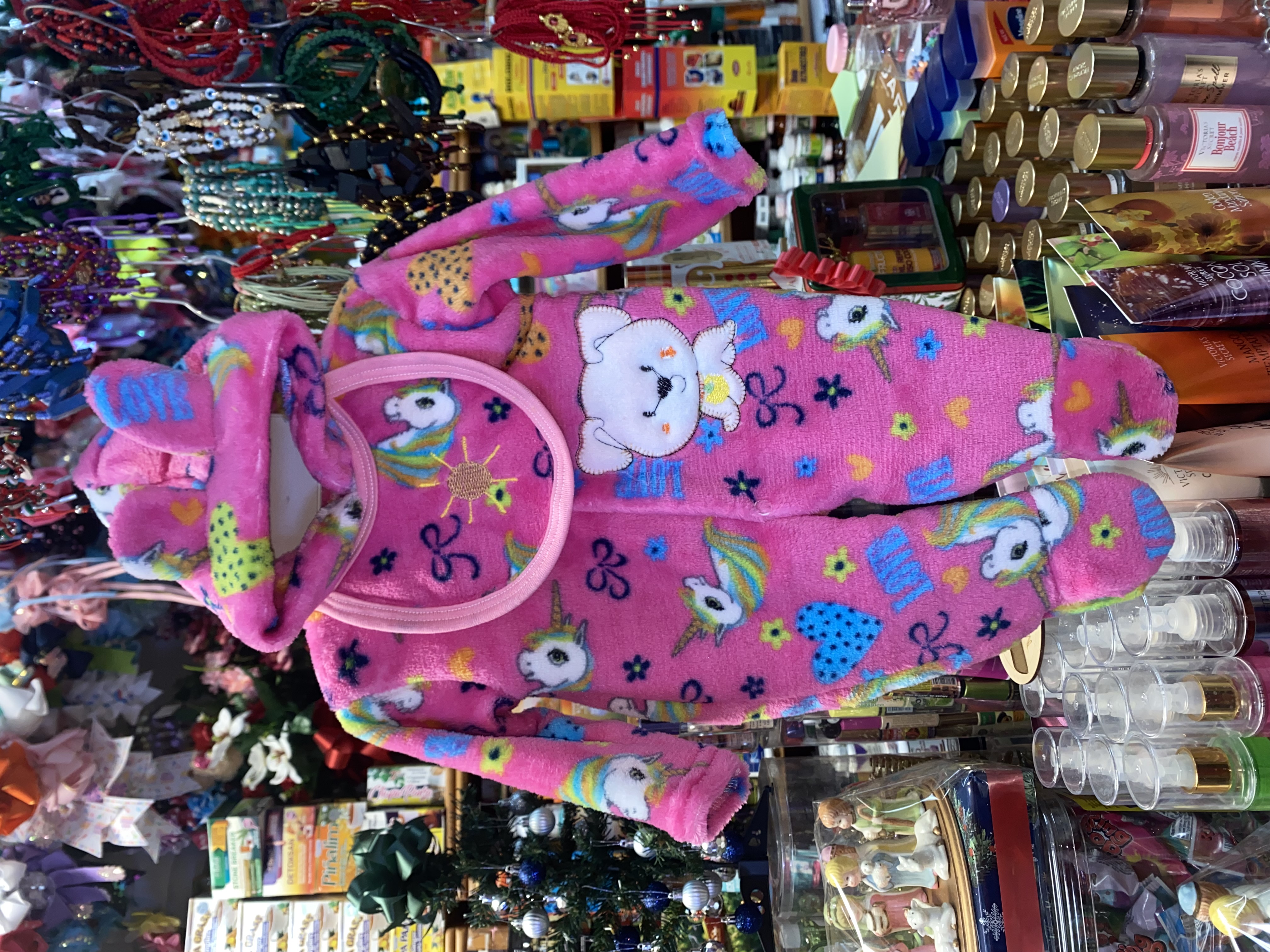 2pc Baby fleece onesie and bib - little dog or bear, pattern design (0-6 months) 