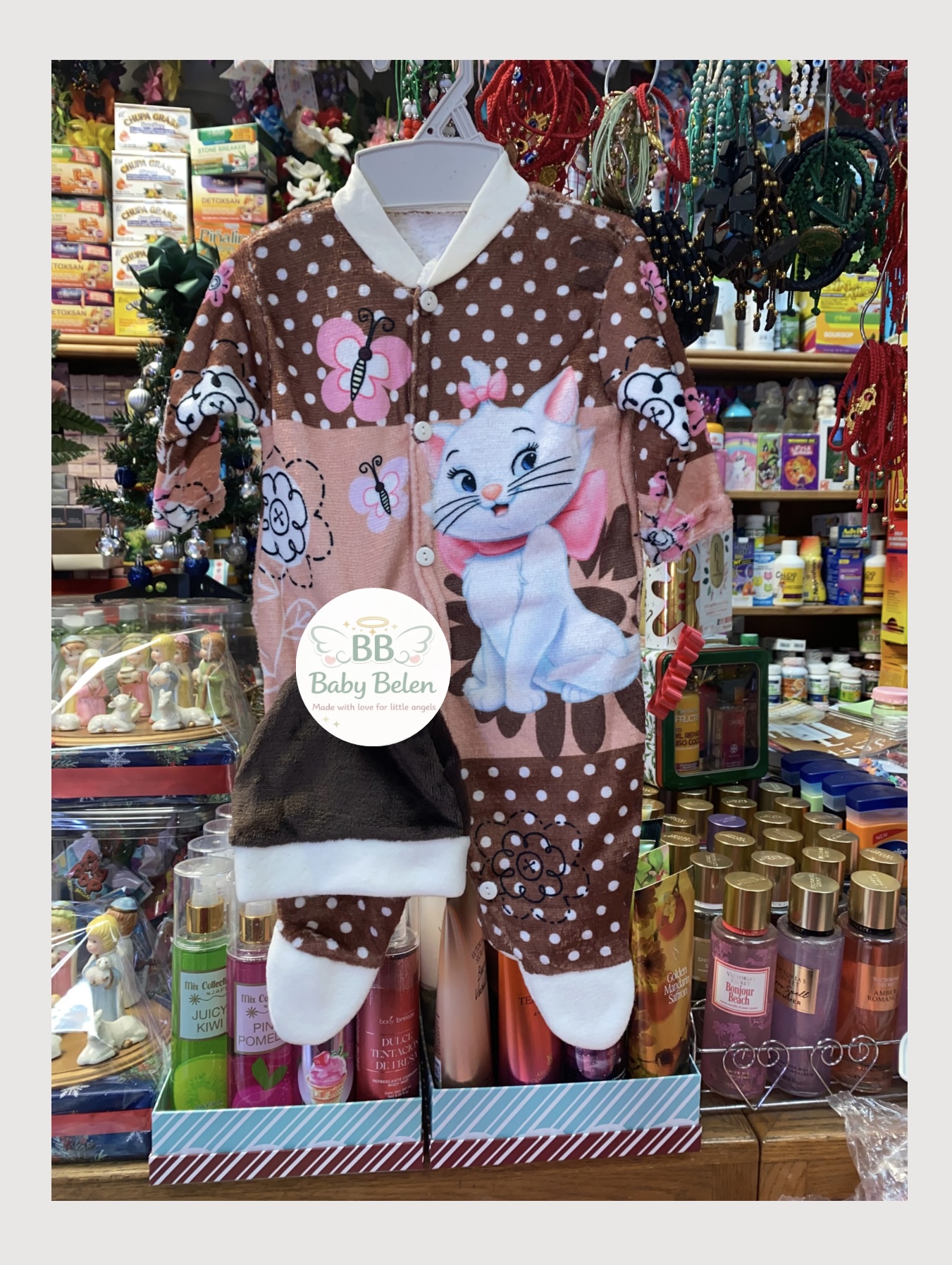 Baby Cat Printed Onesie and matching hat 