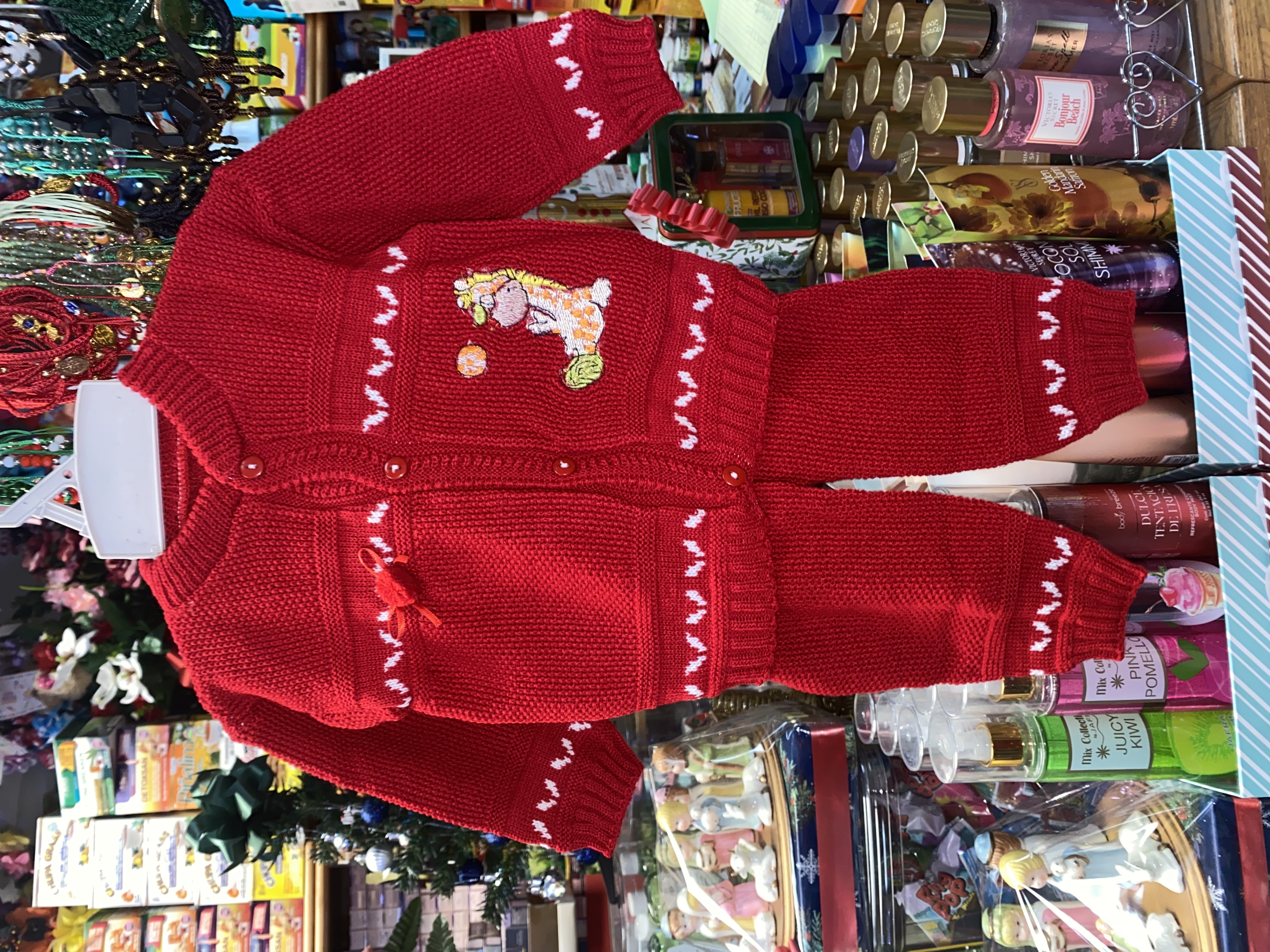 Children's knit sweater and pants set (0-6M)