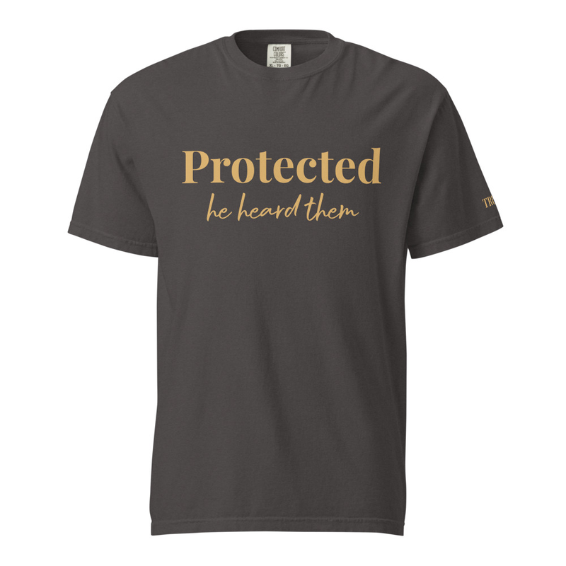 Protected He Heard Them Christian T-Shirt | Heavyweight Garment-Dyed Faith Tee | TRUTAI