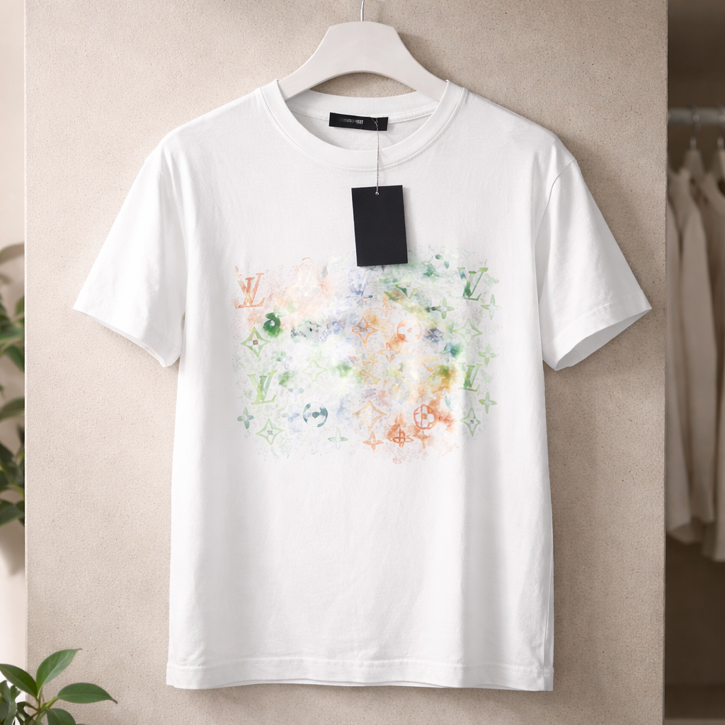 T-shirt blanc imprimé art coloré