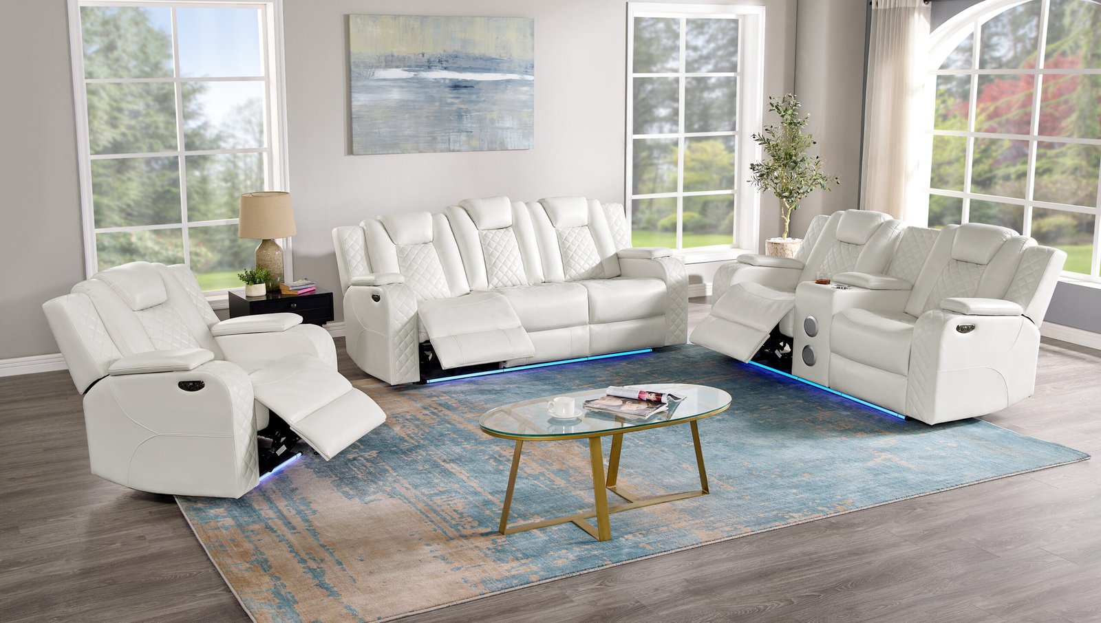 Bella Signature White Power Reclining Living Room Set