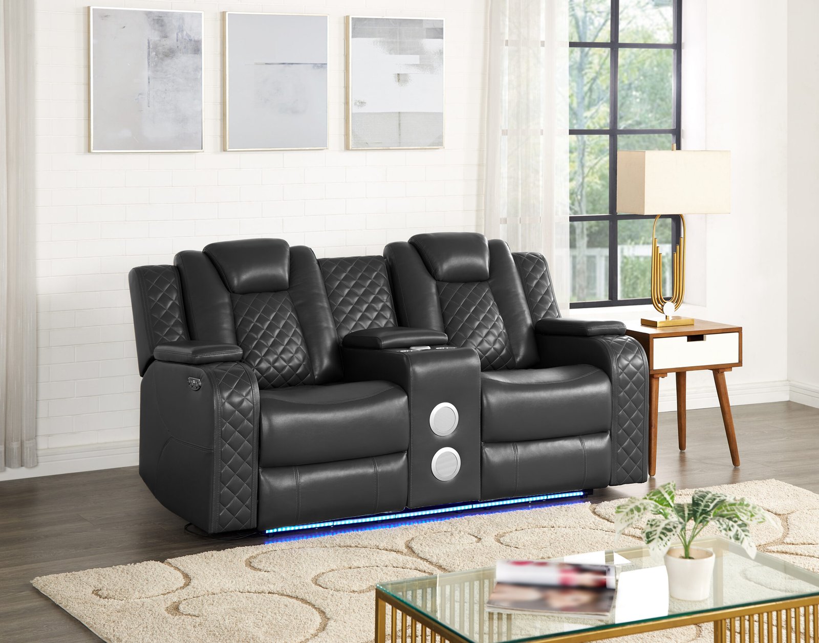 Bella Modern Power Loveseat with Bluetooth Speaker