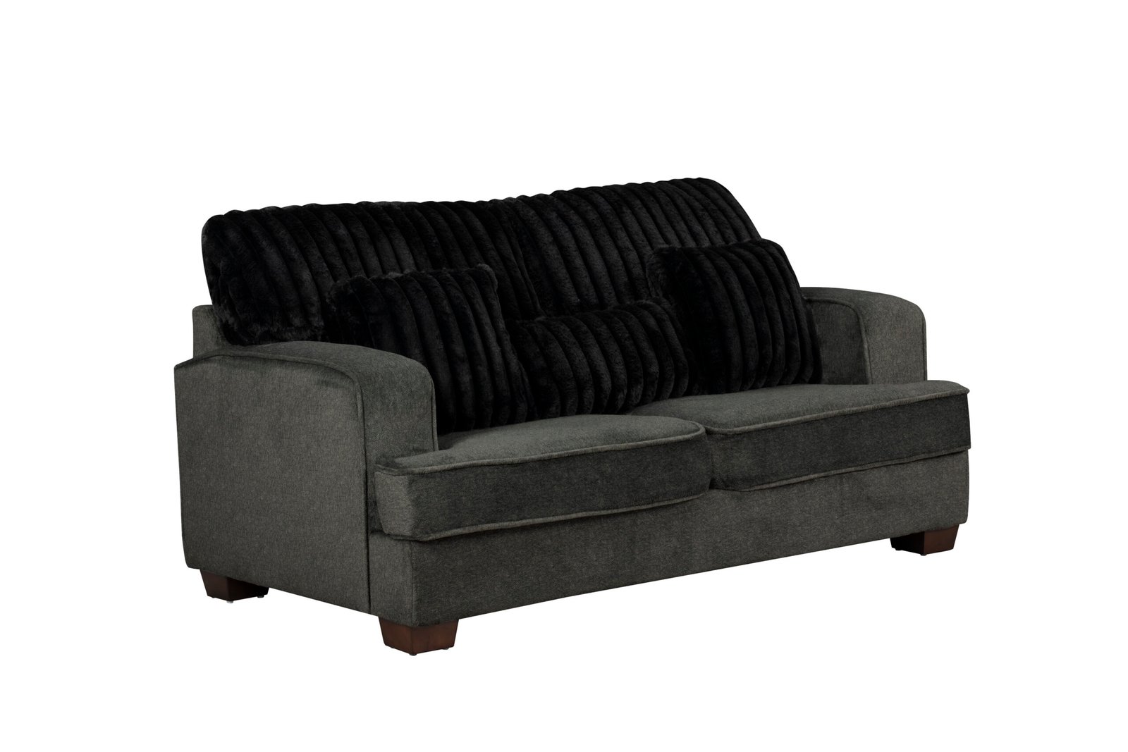 Haisley Modern Dark Gray Plush Loveseat with Channel Tufting