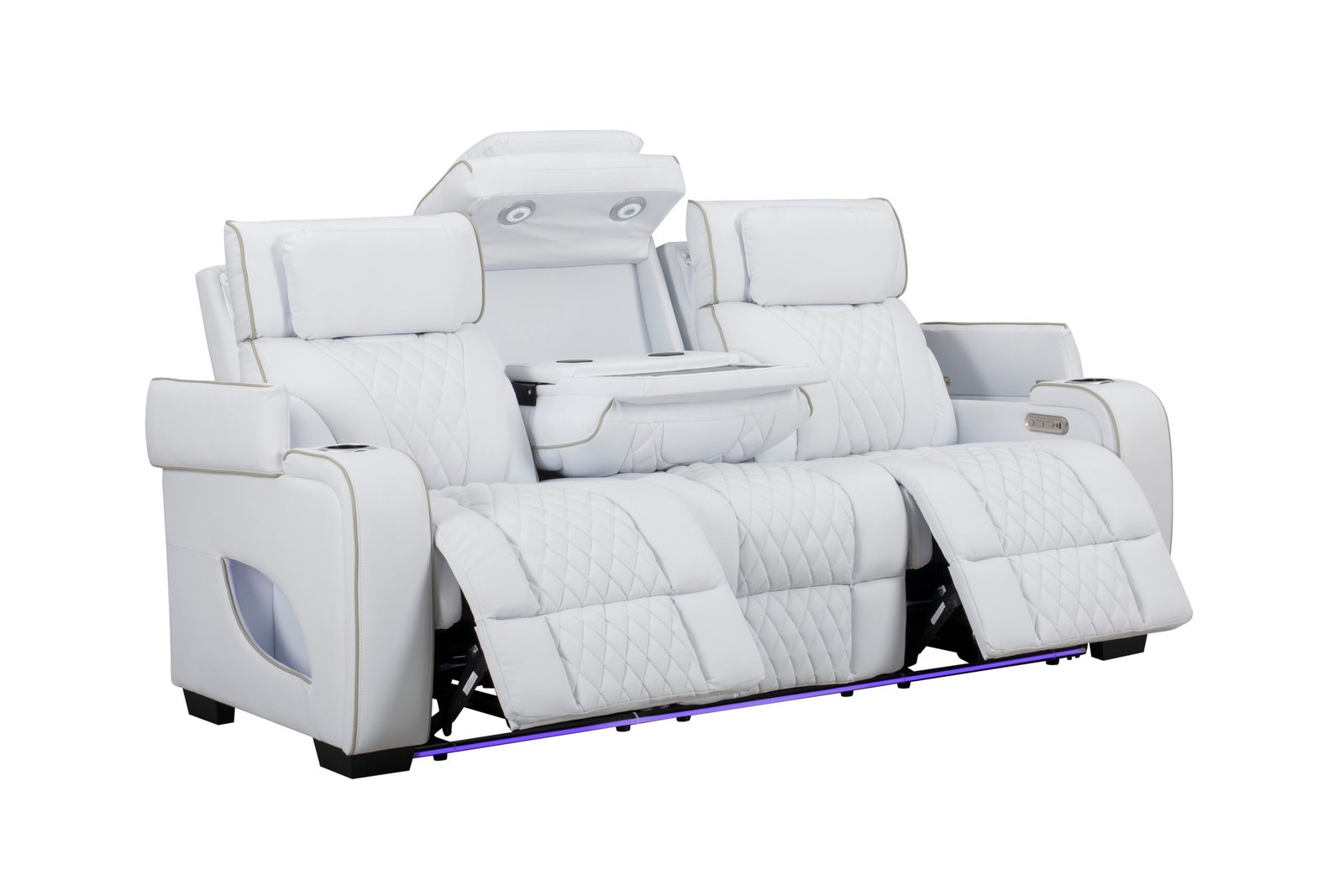 All Star Modern Power Reclining Sofa with LED & Drop-Down Table