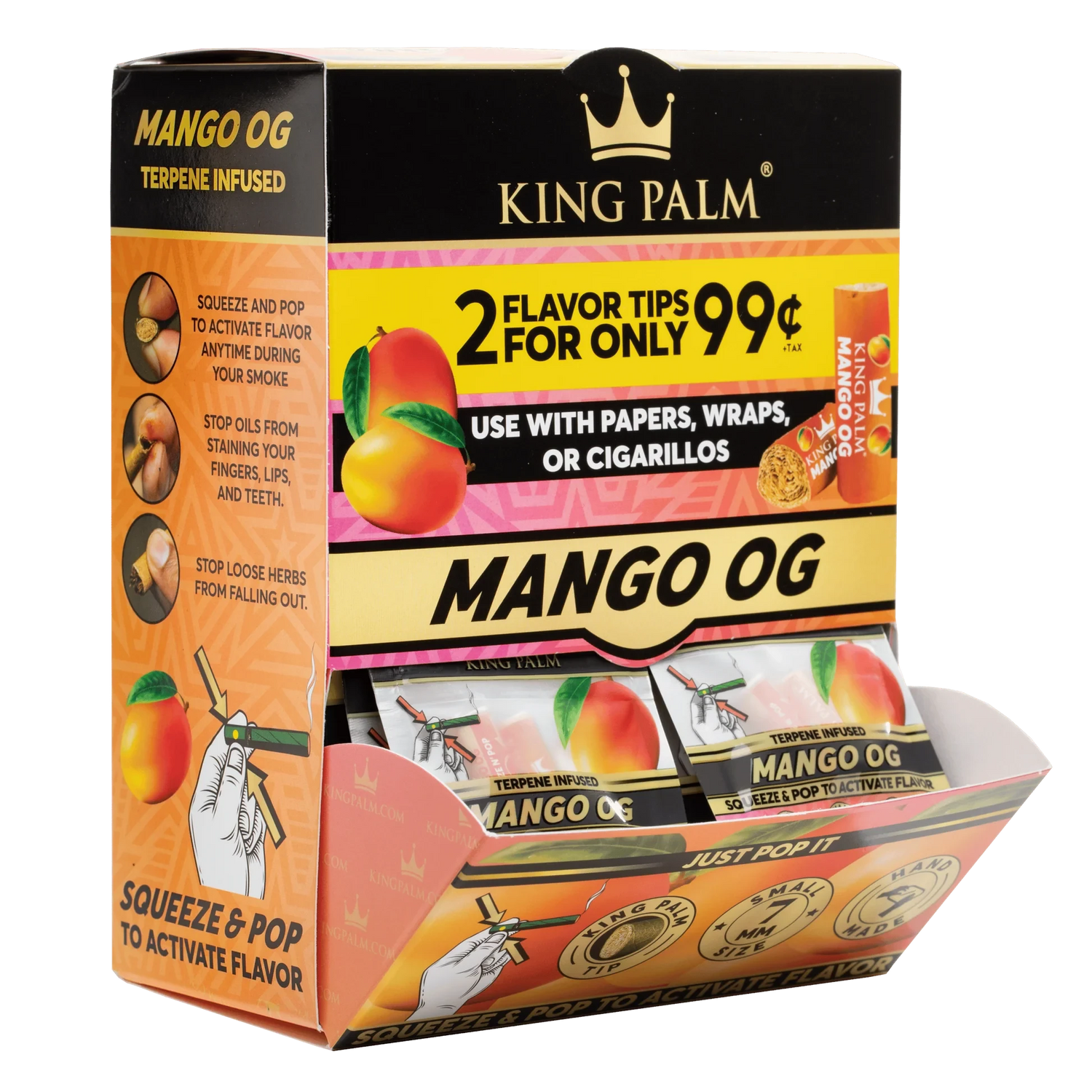KING PALM FLAVOR TIPS 2/PK 50PK/DISPLAY MANGO OG