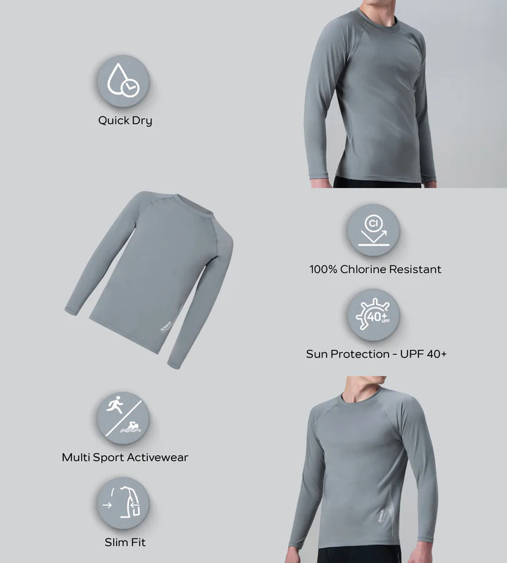 Men's Grey Performance Long Sleeve || SWIM