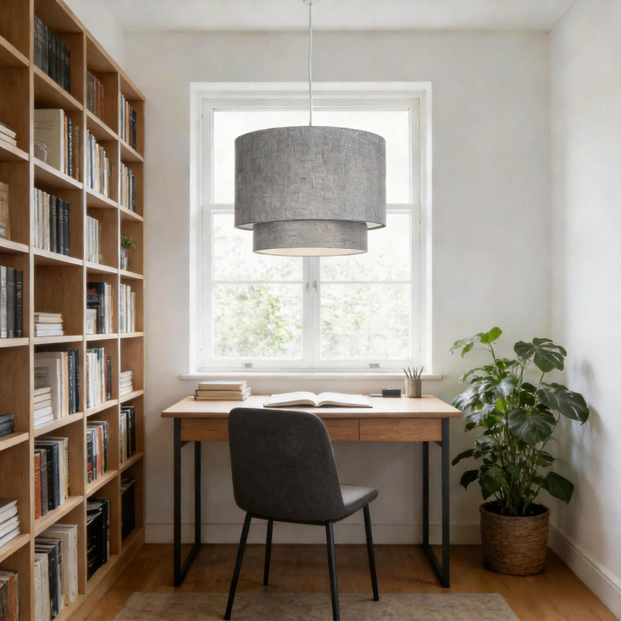 Modern Grey Fabric Pendant Lamp 25P013
