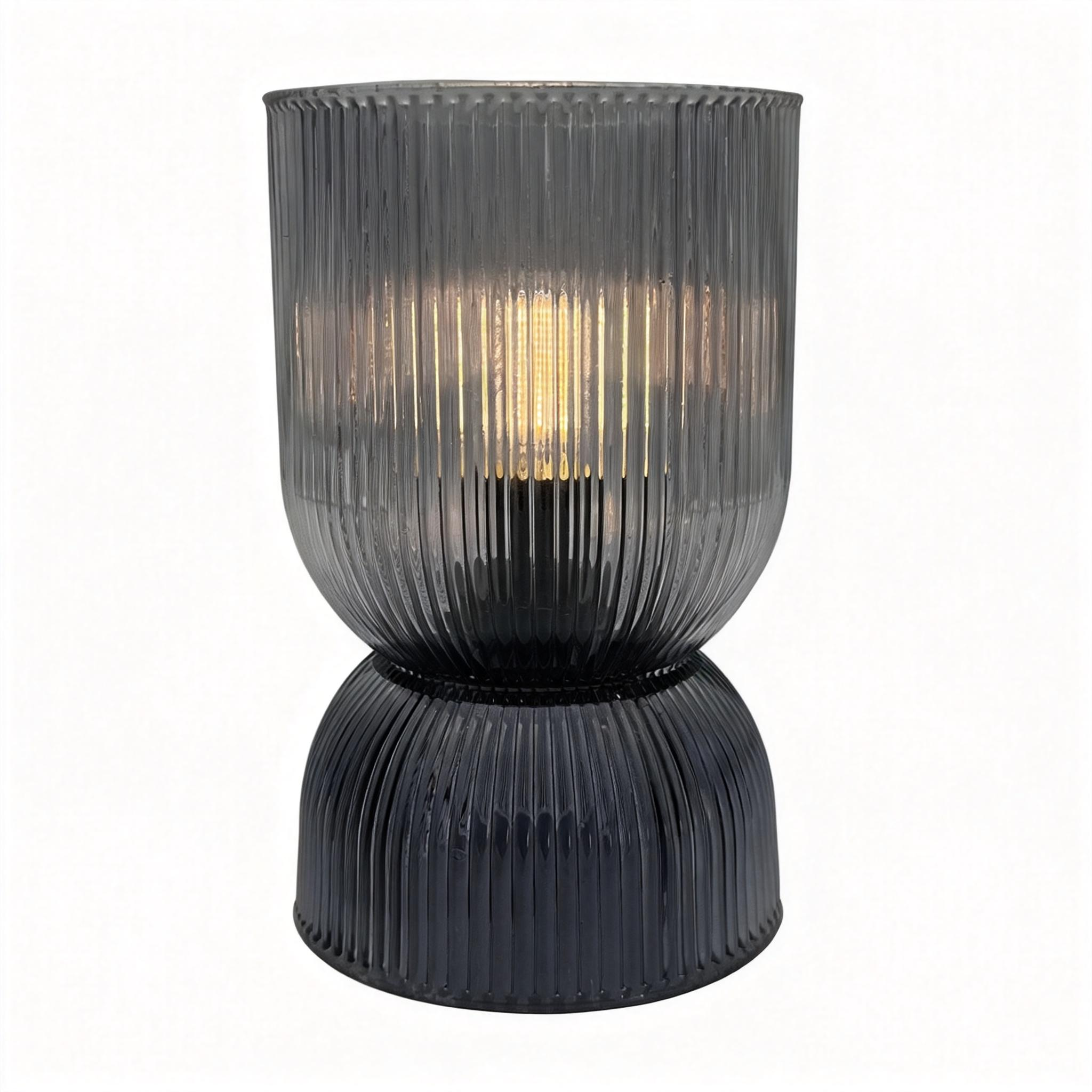 Blue Ribbed Ceramic Vase 24AD088