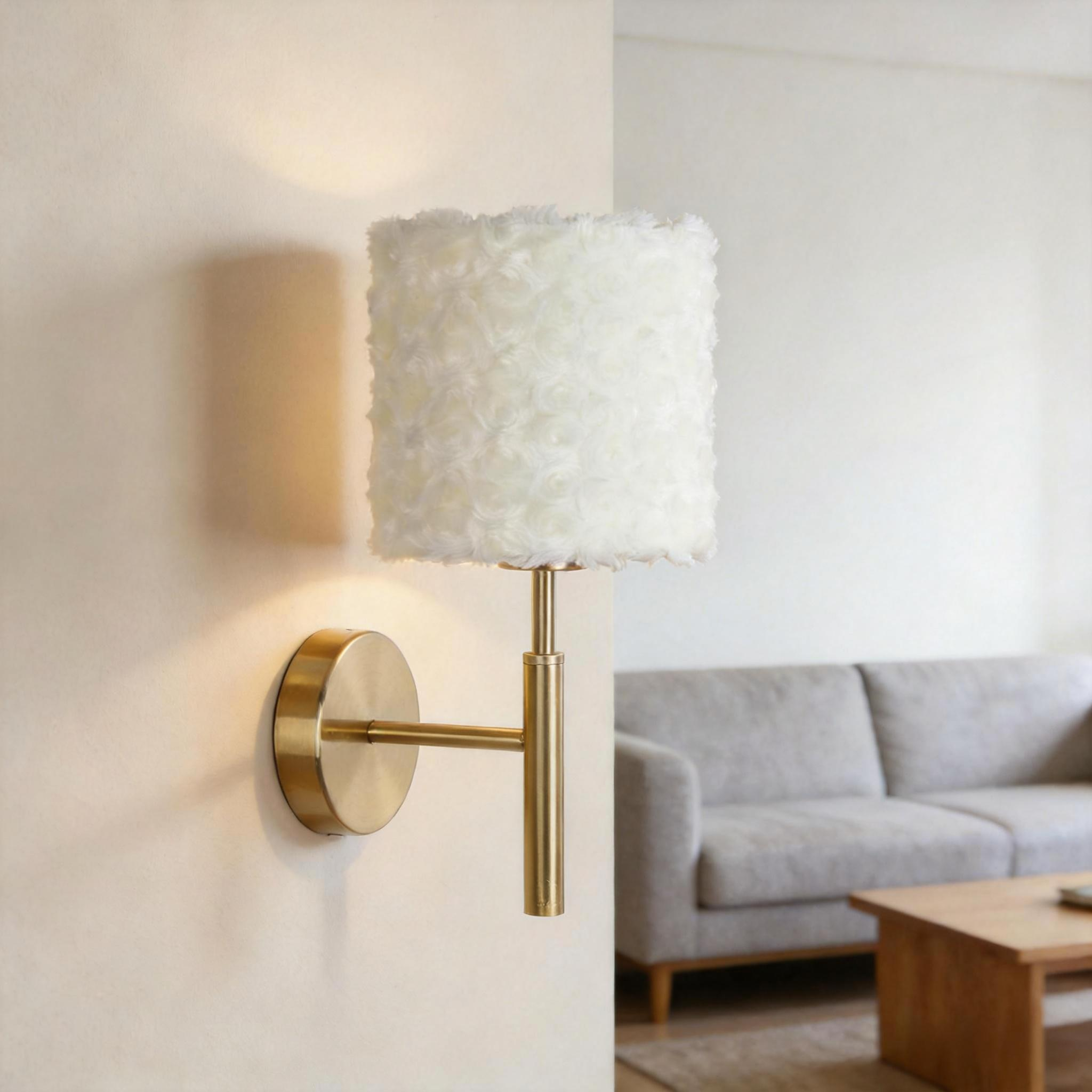 Modern Wall Lamp with Fluffy Shade 24P037
