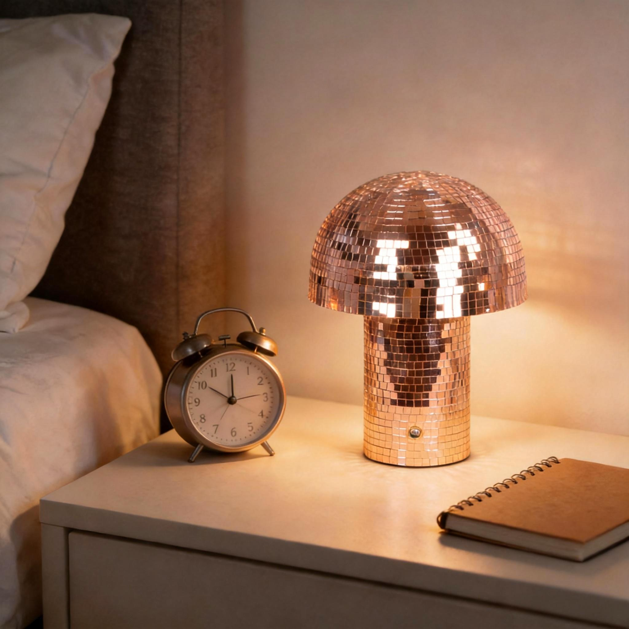 Rose Gold Disco Mushroom Lamp 24AD444