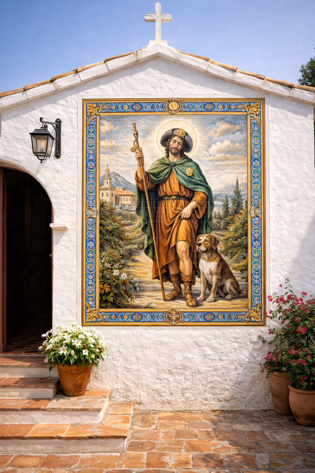 Mural de azulejos religioso